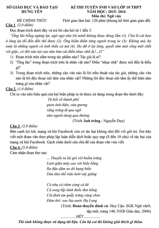 Thi vao lop 10: Nhung de van khien thi sinh 